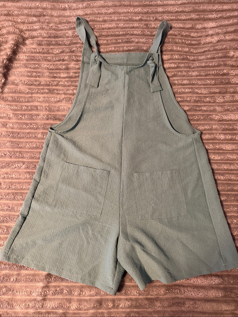 SHEIN Olive Green Tie-Shoulder Short Overalls